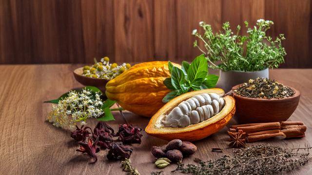 cacaofruit and herbs