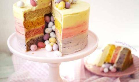 Ombre Piñata Easter cake with Easter eggs - Easter filled treats