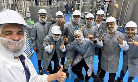 Our production team members during the test runs of the production lines at the Casablanca chocolate and compound factory.