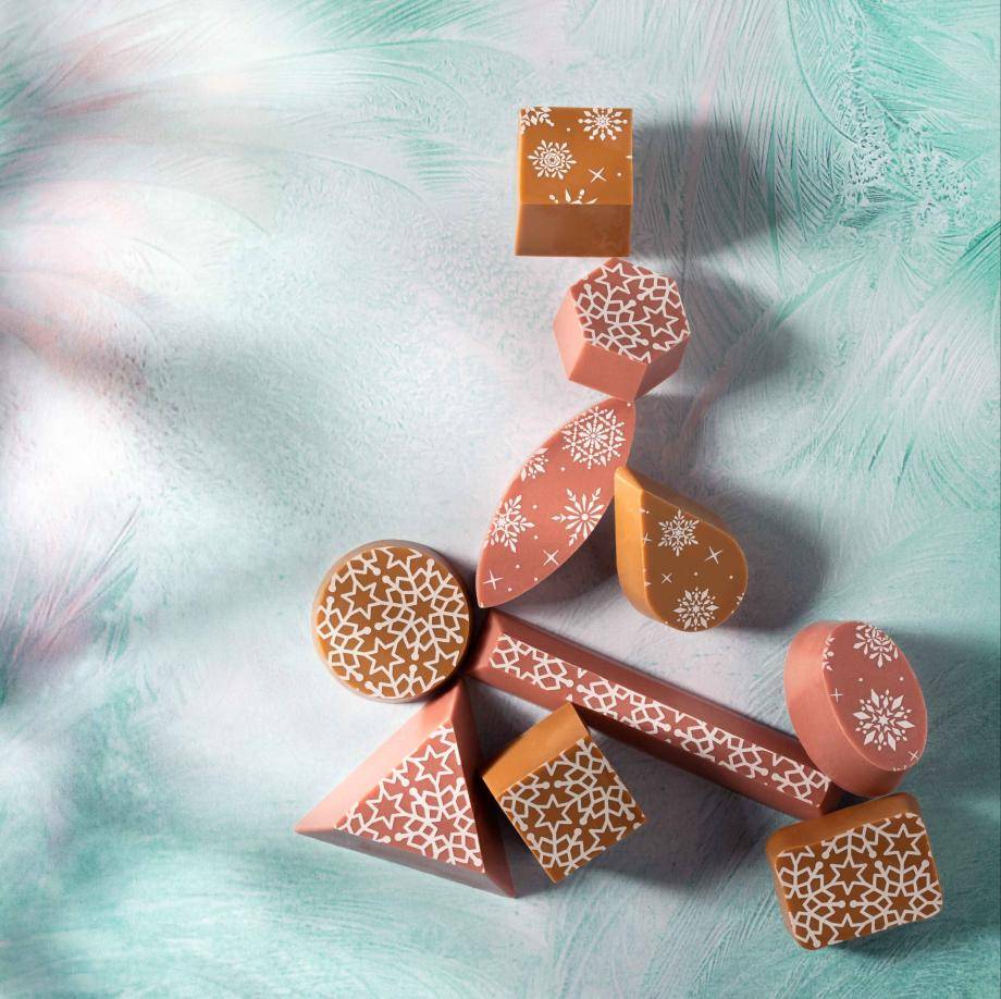 Christmas snowflake transfer designs,  Ruby chocolate and Caramel