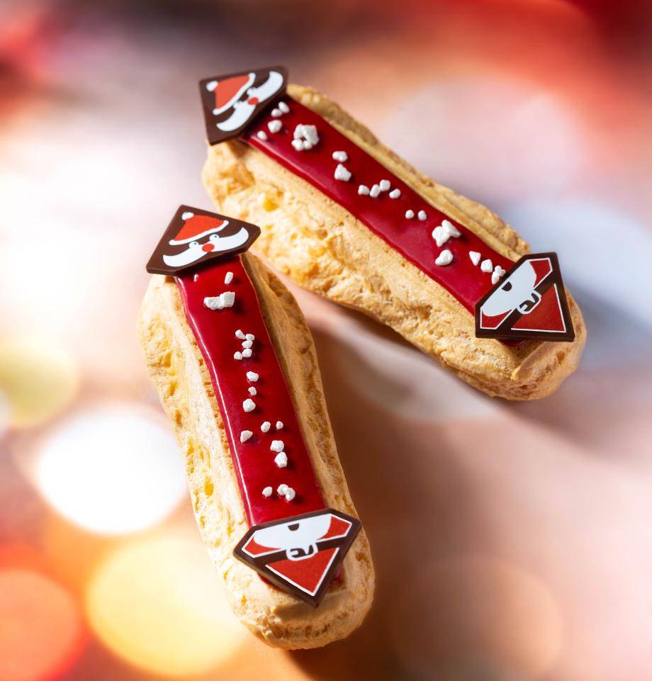 Silver marzipan crunches and diamond shaped plaques santa print