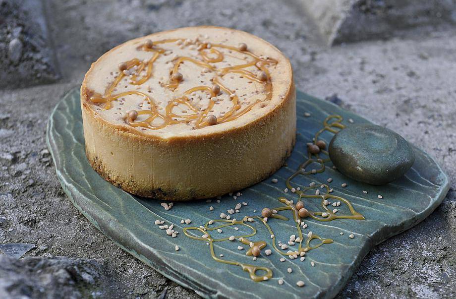 Caramel cake with salted caramel crispy bites