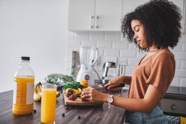 woman preparing vegan food