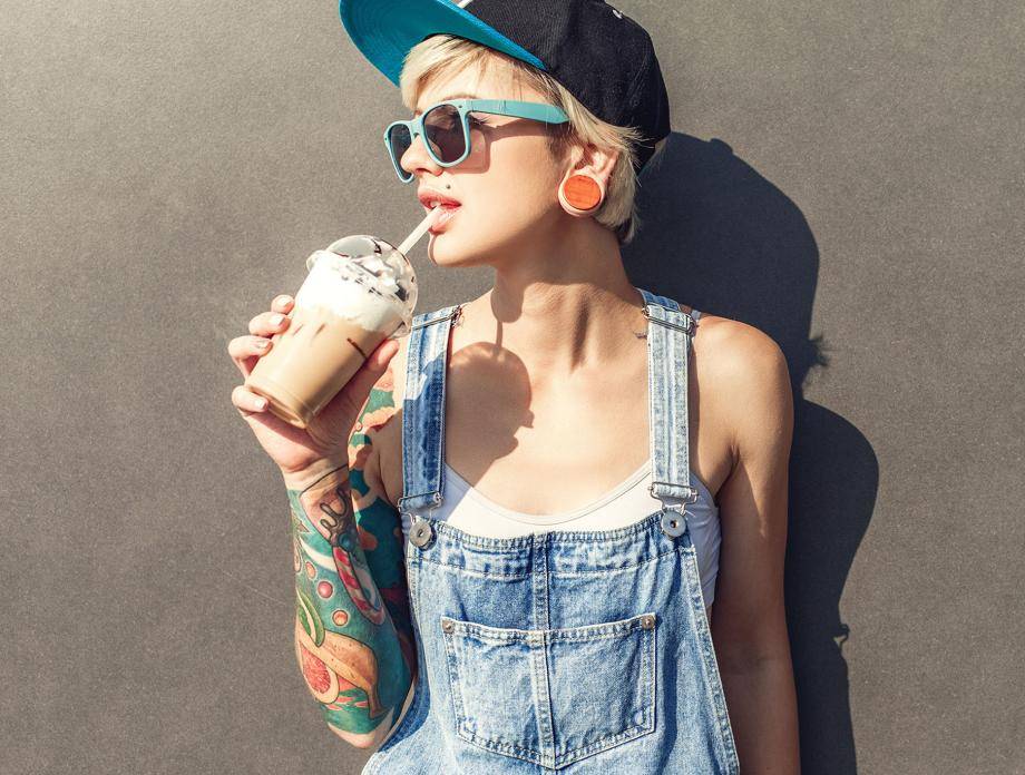 woman drinking cacaofruit coffee