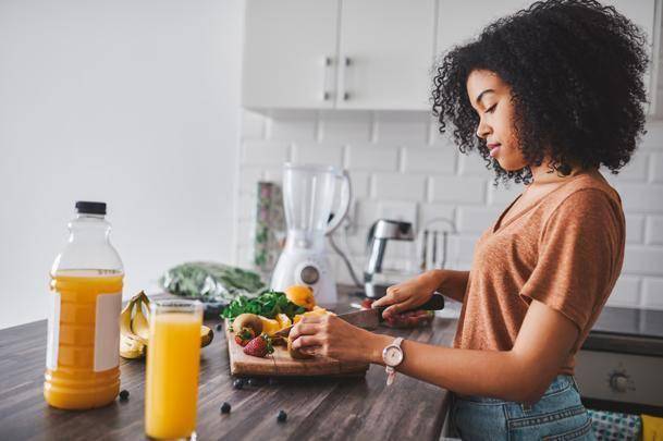 woman preparing vegan food