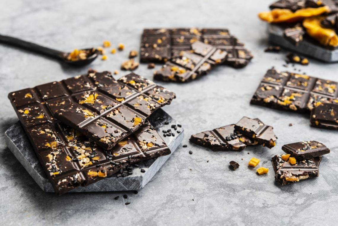 Chocolate Squares on marble table